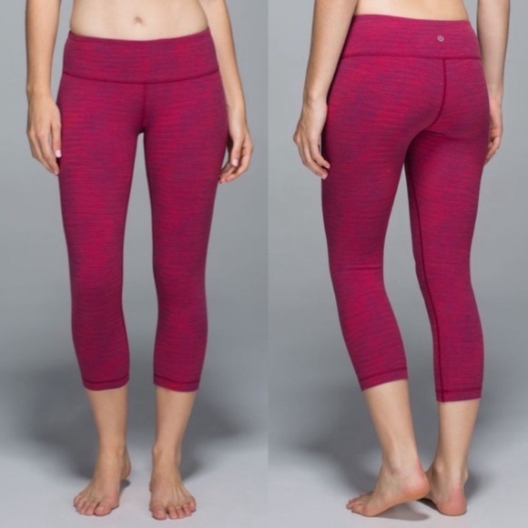 Lululemon Wunder Under Crop II in Space Dye Bumble Berry Flaming Tomato Size 8 - Picture 1 of 8